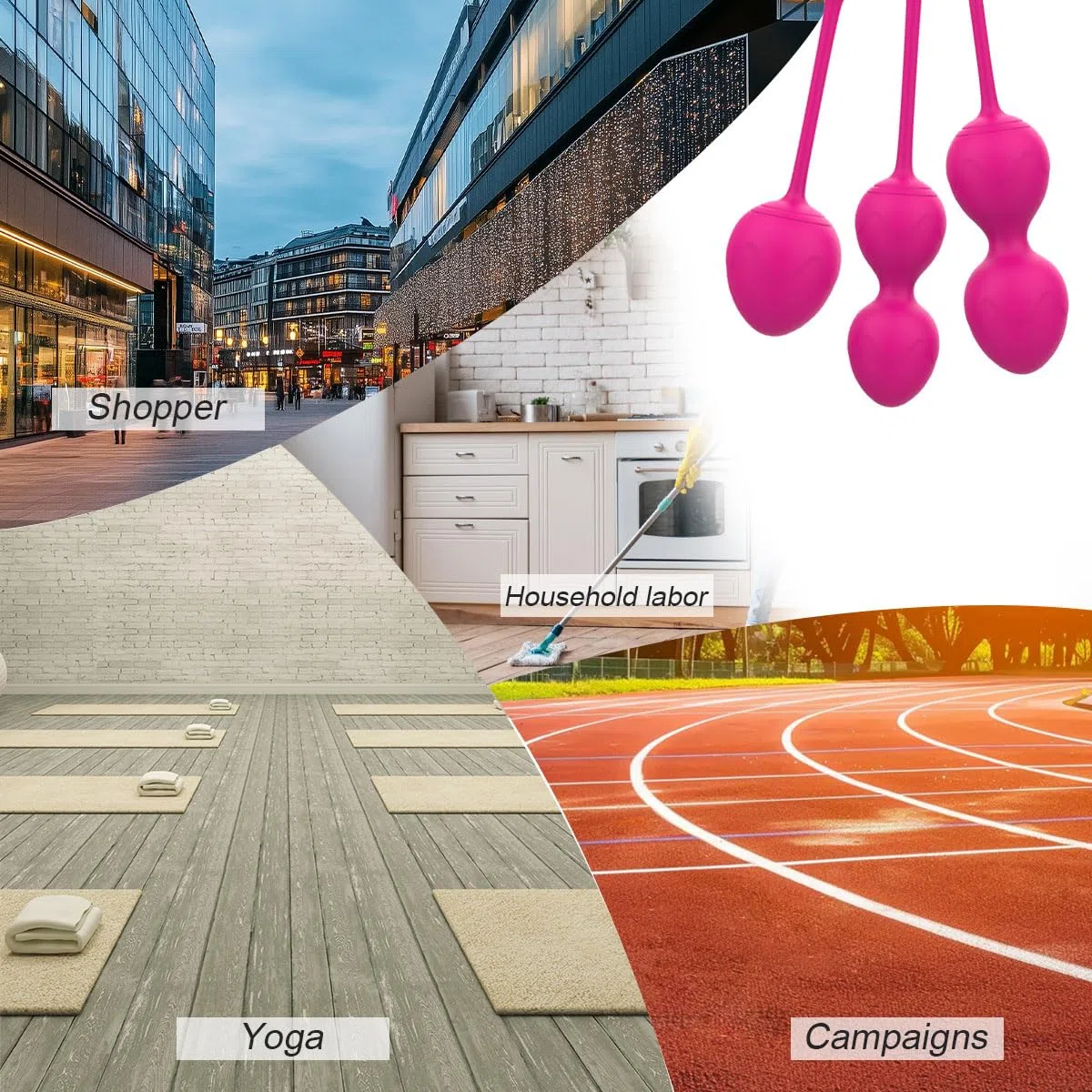 3 Pezzi Kegel Pesi per Esercizi - Medico consigliato per il controllo della vescica e esercizi per il pavimento pelvico Kegel Balls (Rosa)