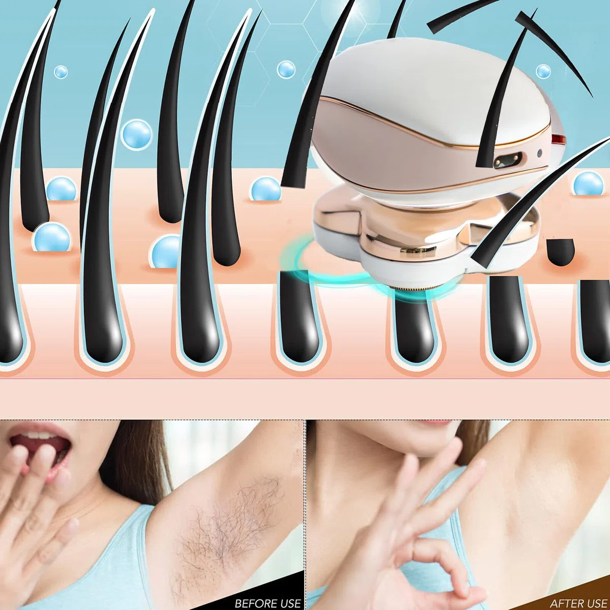 Elettrico Donne Rimozione dei Capelli, Portatile Rasoi da Donna Gambe Viso Corpo Rasoio, Impermeabile Indolore Lady Shaver Cordless Bikini Rasoio Capelli Trimmer Ricaricabile