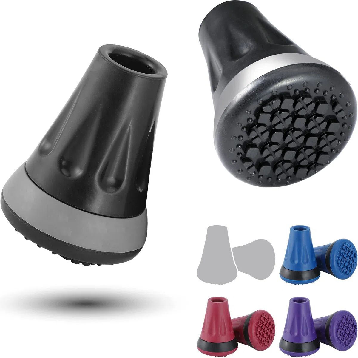 Rehand Punte per bastone, 3/4 di pollice All Terrain Tip per canna e stampella, 3/4 '' gomma sostituzione piede pad 0,75 pollici punte canna Heavy Duty, Walking Cane Tips e Stampella punte (confezione