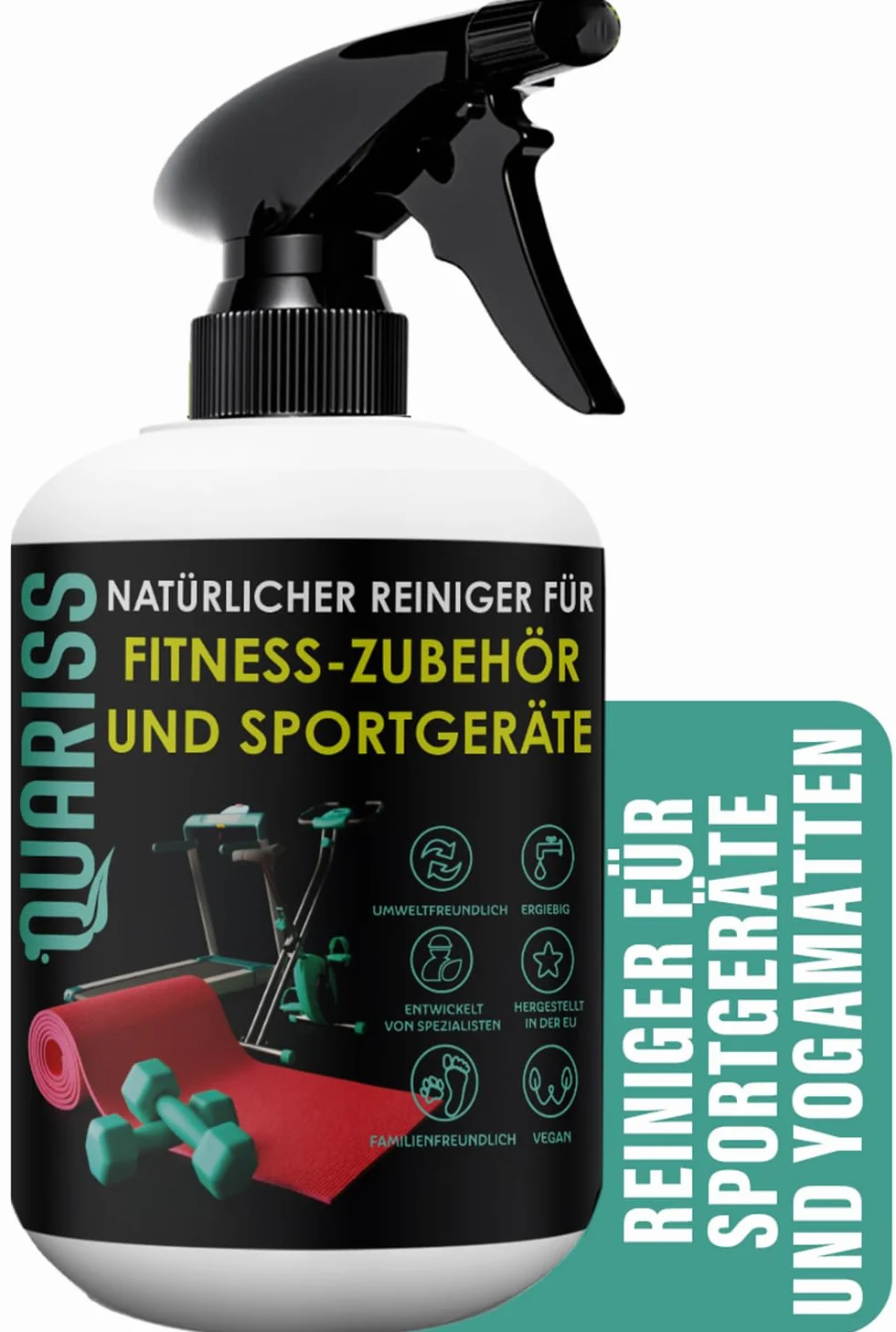 Detergente naturale al 100% per accessori fitness e attrezzature sportive - Tappetini - Superfici impermeabili sostenibili e vegane 0,5 litri