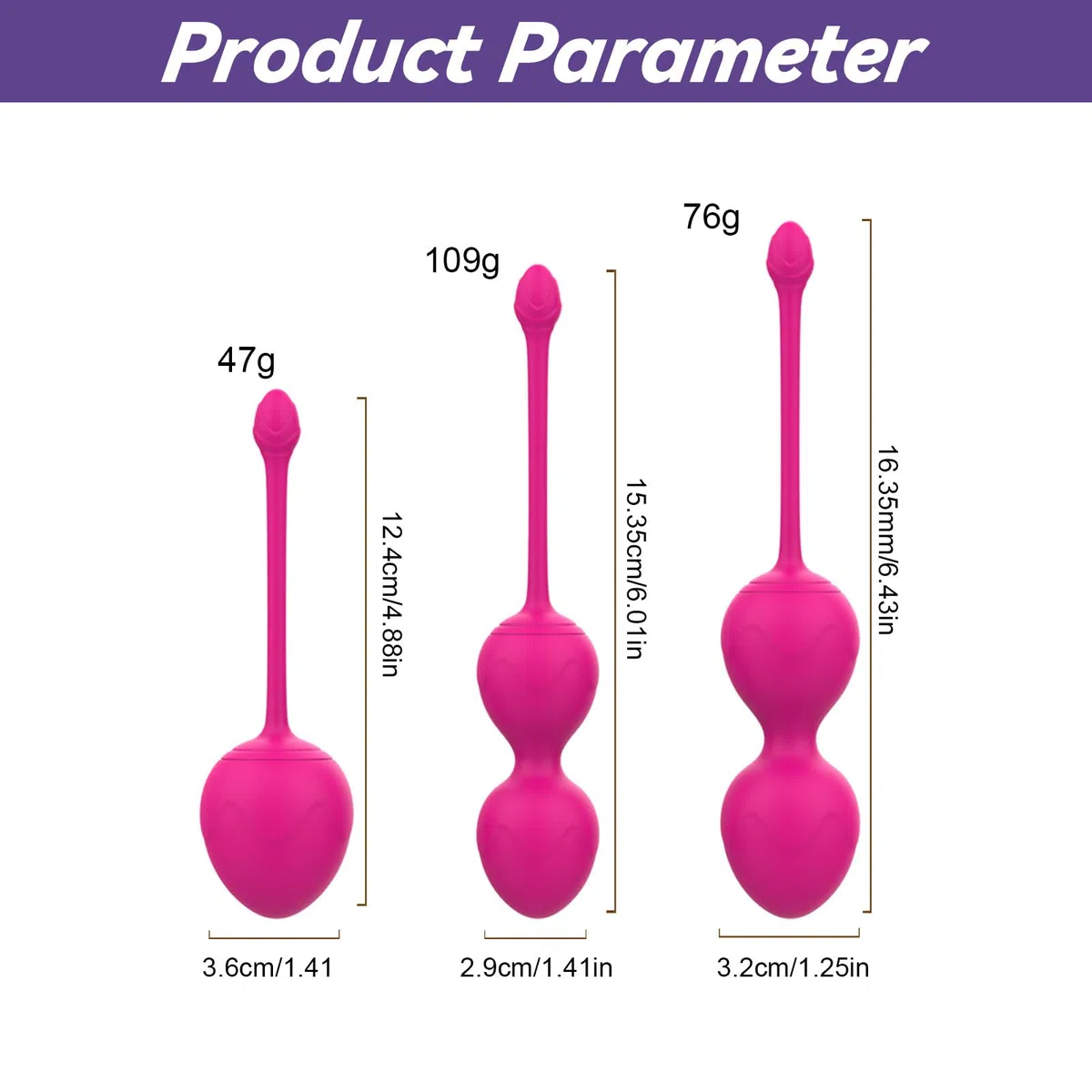 3 Pezzi Kegel Pesi per Esercizi - Medico consigliato per il controllo della vescica e esercizi per il pavimento pelvico Kegel Balls (Rosa)