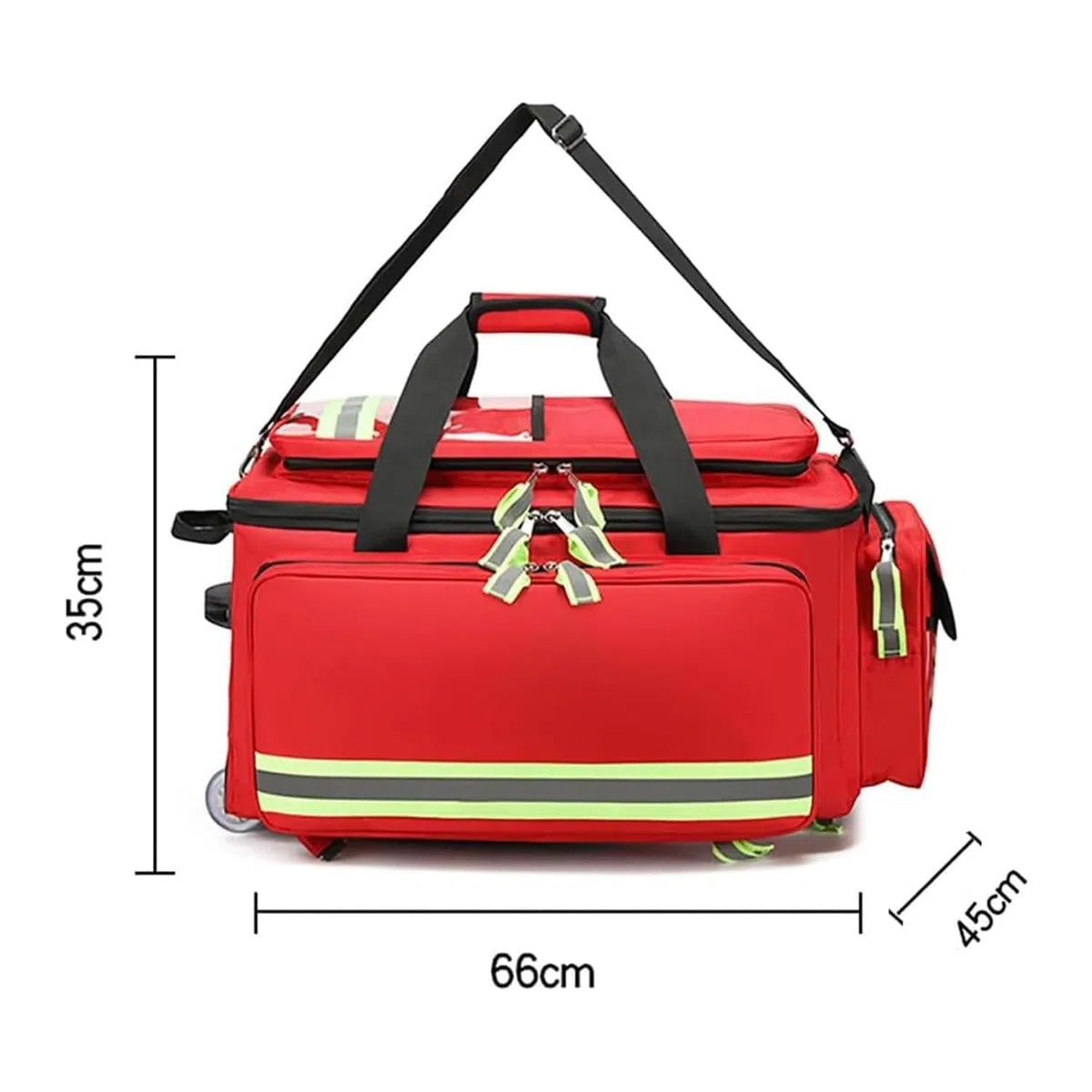 Borsa di pronto soccorso di grande capacità con ruote e scomparti per stoccaggio e trasporto portatile