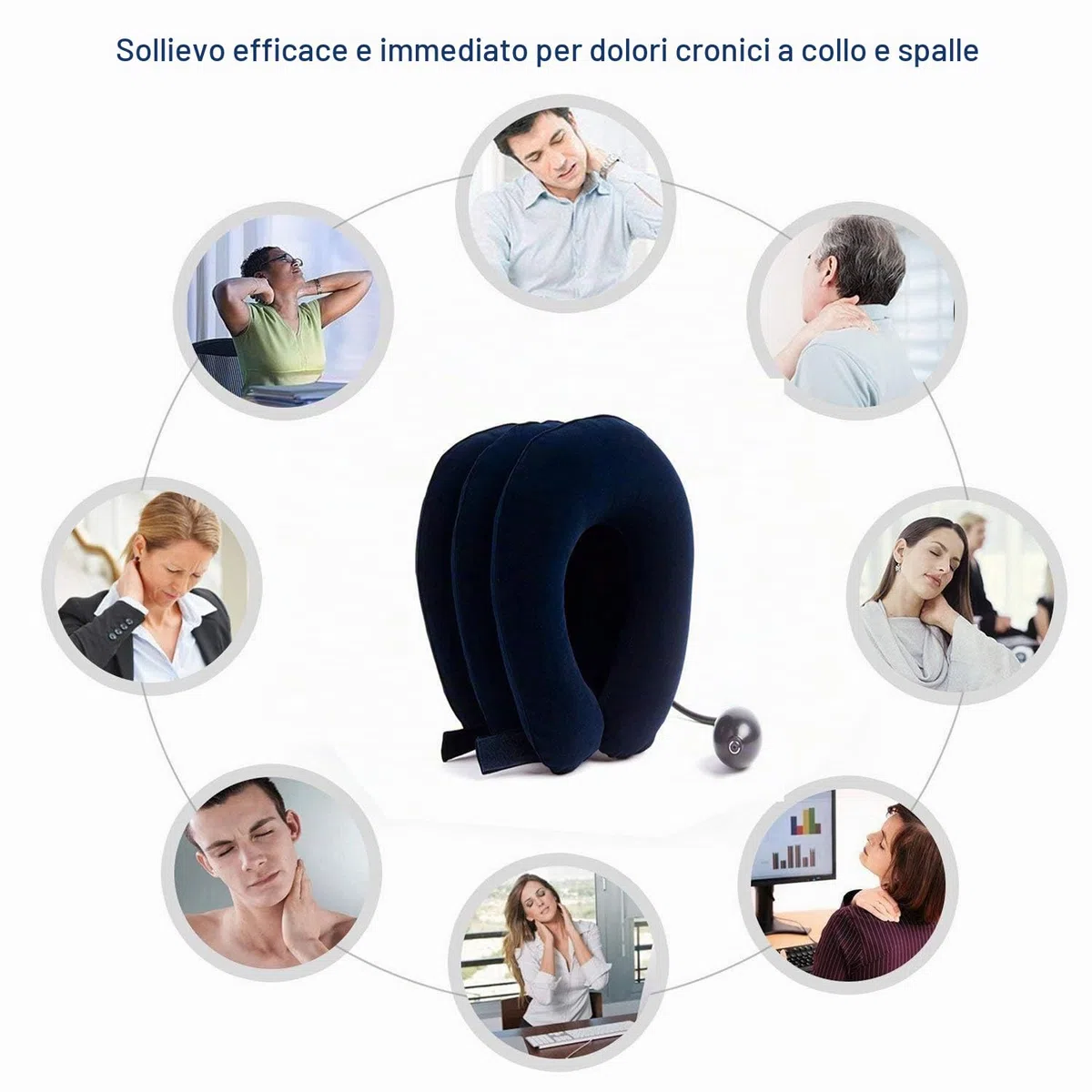 RUNZI Dispositivo di trazione cerviealeper collo e collo gonfiabile, facile da usare per alleviare ildolore cronico al collo e alla spalla,allineamento dellacolomna vertebrale