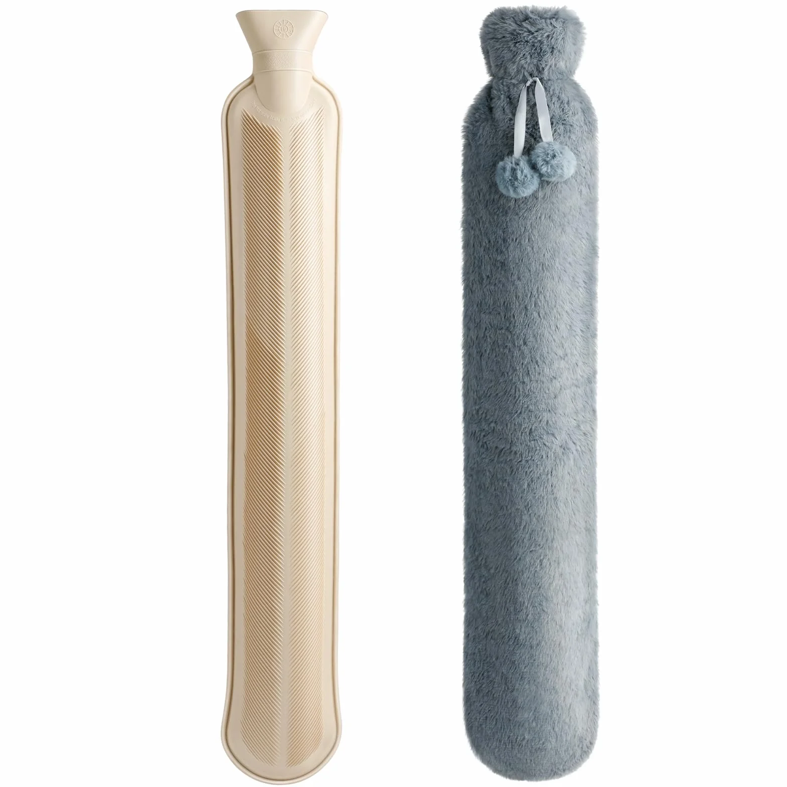 Homealexa Borsa dell'Acqua Calda Lunga, cato con Peluche Morbida 2L Boule Acqua Calda a Tubo per Collo Spalla 73 x 13 cm in Gomma Premium