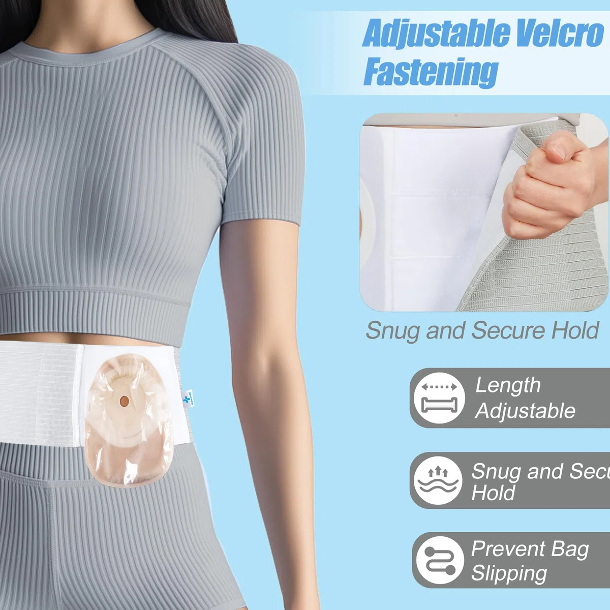 Cintura per stomia da uomo e donna，Cintura per ernia ostomica supporto medico per stomia, ileostomia, cintura di supporto in vita，con apertura da 8 cm (L)
