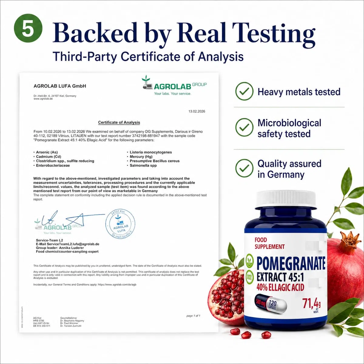 Hepatica Estratto di Melograno 22.500 mg Equivalente | Estratto 45:1 da 500 mg Standardizzato al 40% di Acido Ellagico | 120 Capsule Vegane | Scorta 4 Mesi | Testato da Laboratorio Indipendente