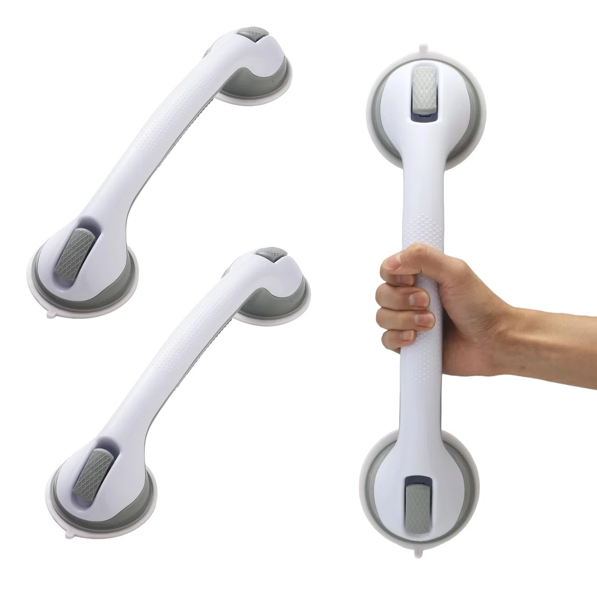 Maniglia Ventosa per doccia senza fori, Maniglia Doccia Anziani antiscivolo per bagno,Confezione da 2, adatta per anziani, donne incinte, bambini, supporto per vasca da bagno, doccia e WC.