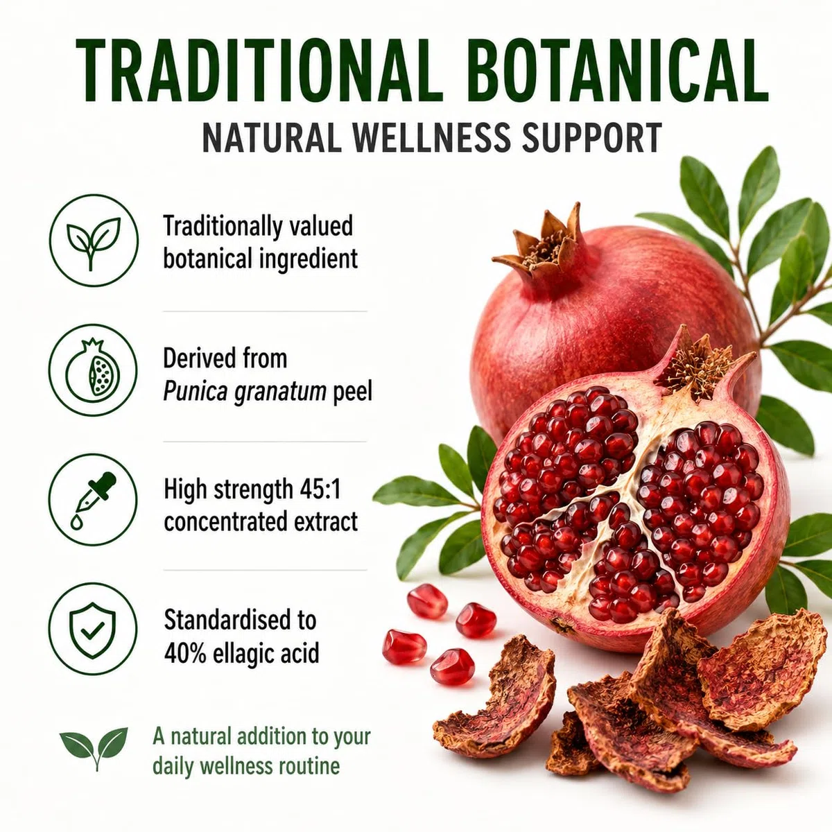 Hepatica Estratto di Melograno 22.500 mg Equivalente | Estratto 45:1 da 500 mg Standardizzato al 40% di Acido Ellagico | 120 Capsule Vegane | Scorta 4 Mesi | Testato da Laboratorio Indipendente