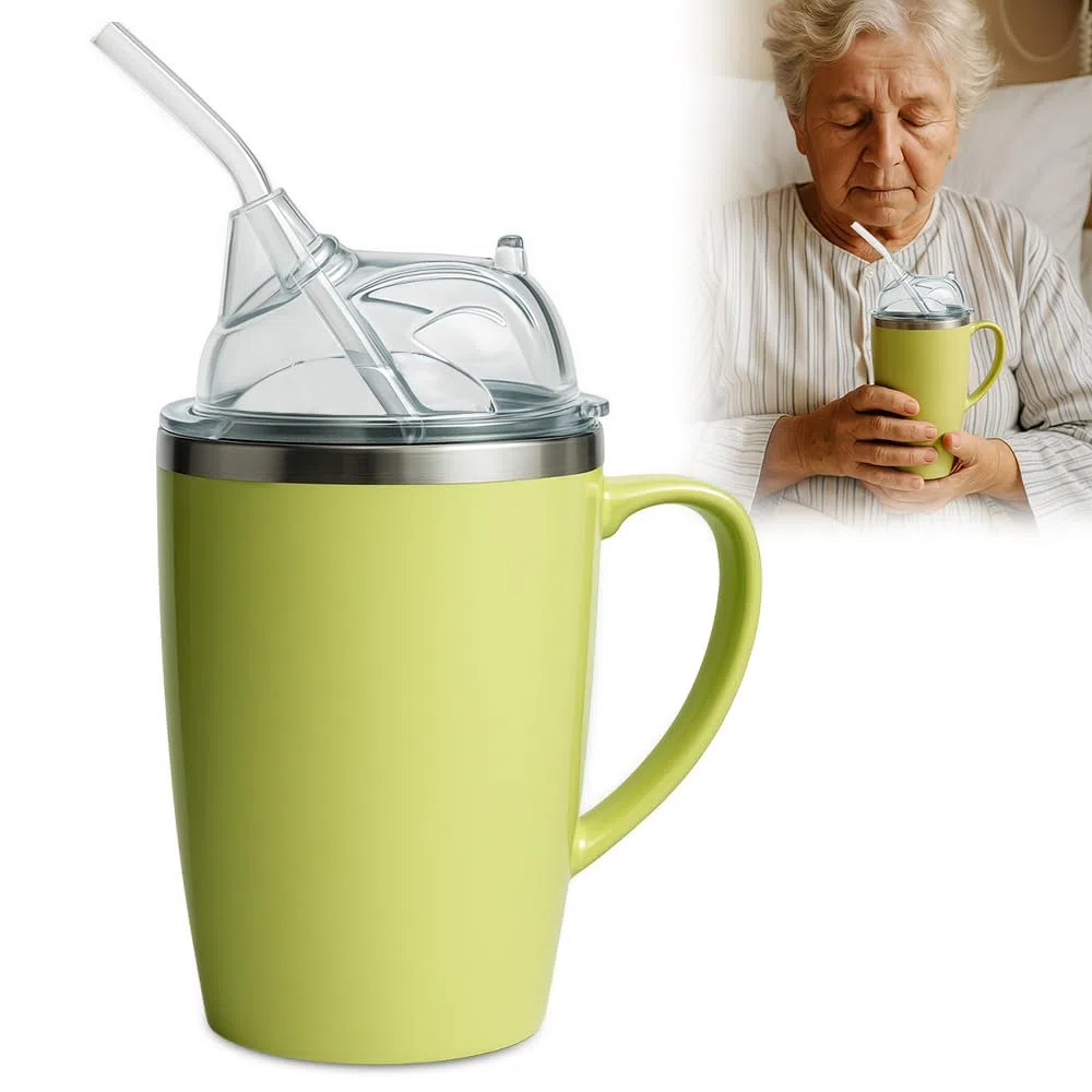 ADDLIVE 3-in-1 Tazza da Becco Adulto, 350ml Tazze di Disfagia con 30cm Paglia, Bicchiere da Bere per Disabili, Tazza di Alimentazione Convalescenza per Pazienti Disabili, Anziani