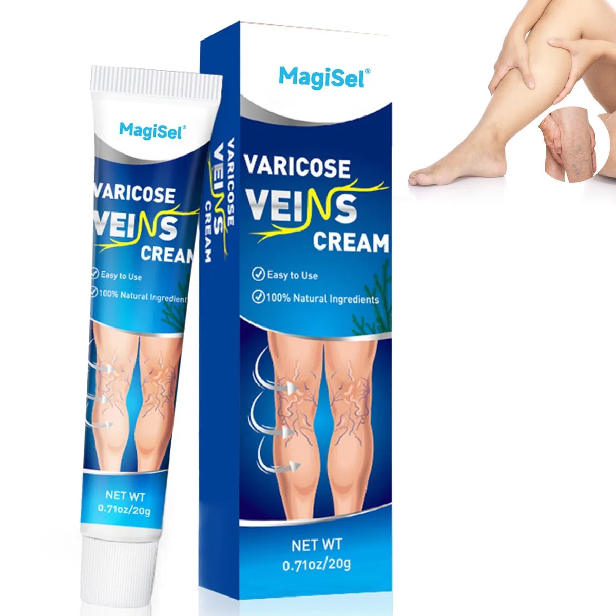 Crema vene varicose, Crema per capillari rotti gambe, Gel Gambe Stanche e Pesanti, Dolore e Circolazione, Riduce Gonfiore, Dolore Capillari Visibili 20g
