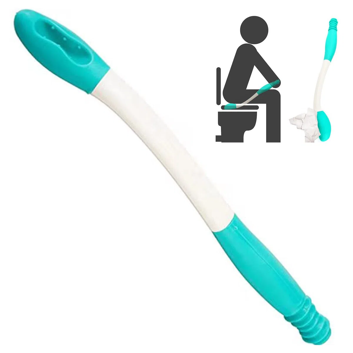 Ausili per la Toilette, Attrezzi per WC, Set di Ausilio per la Pulizia di Lunga Maniglia, Materiale in Silicone Ausili per Disabili, Cartella Bottom Wiper per le Donne Anziane e in Gravidanza (38cm)