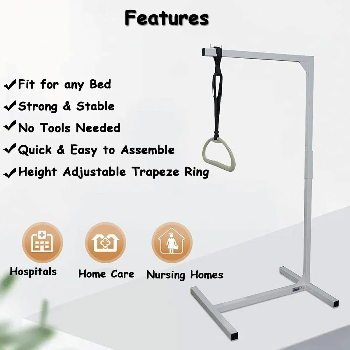 Barra trapezio per la mobilità del letto, supporto a soffitto per disabili e anziani, supporto per scaletta per una migliore accessibilità al letto