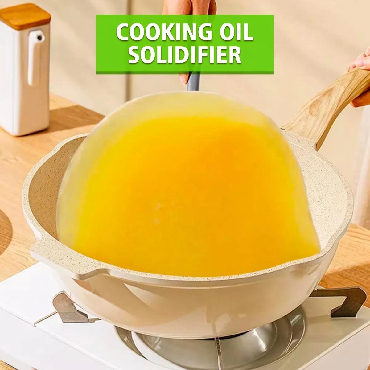 Polvere Solidificante per Olio da Cucina - 100% Naturale a Base Vegetale, Solidifica Fino a 8,5L di Olio per Friggere - Facile Smaltimento dei Grassi di Scarto,340g Oil Solidifier