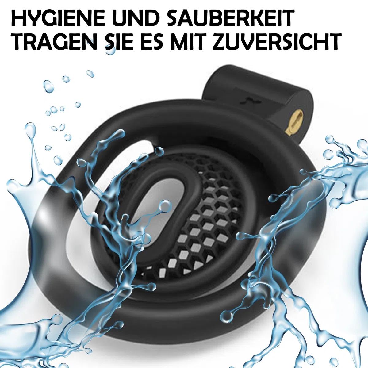 BDSMYEE Chastity cage per sissy, Piccola gabbia di castità traspirante, Gabbie per Pene con 4 cock rings, Male cock cage per Prevenire L'erezione (Nero, F)