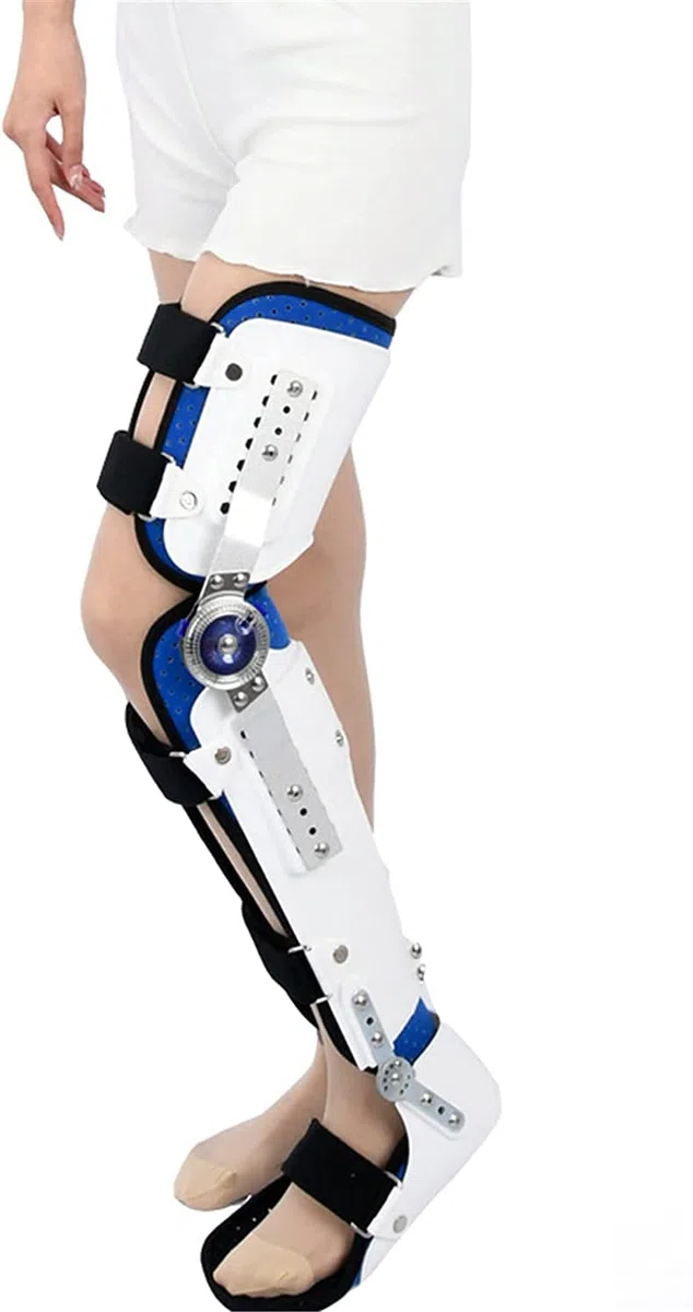 Ginocchiera， ortesi Ginocchio Caviglia Piede Regolabile Post-operatoria per stabilizzatore di Supporto per la stabilizzazione del Recupero Dopo l'intervento，Left-One Size