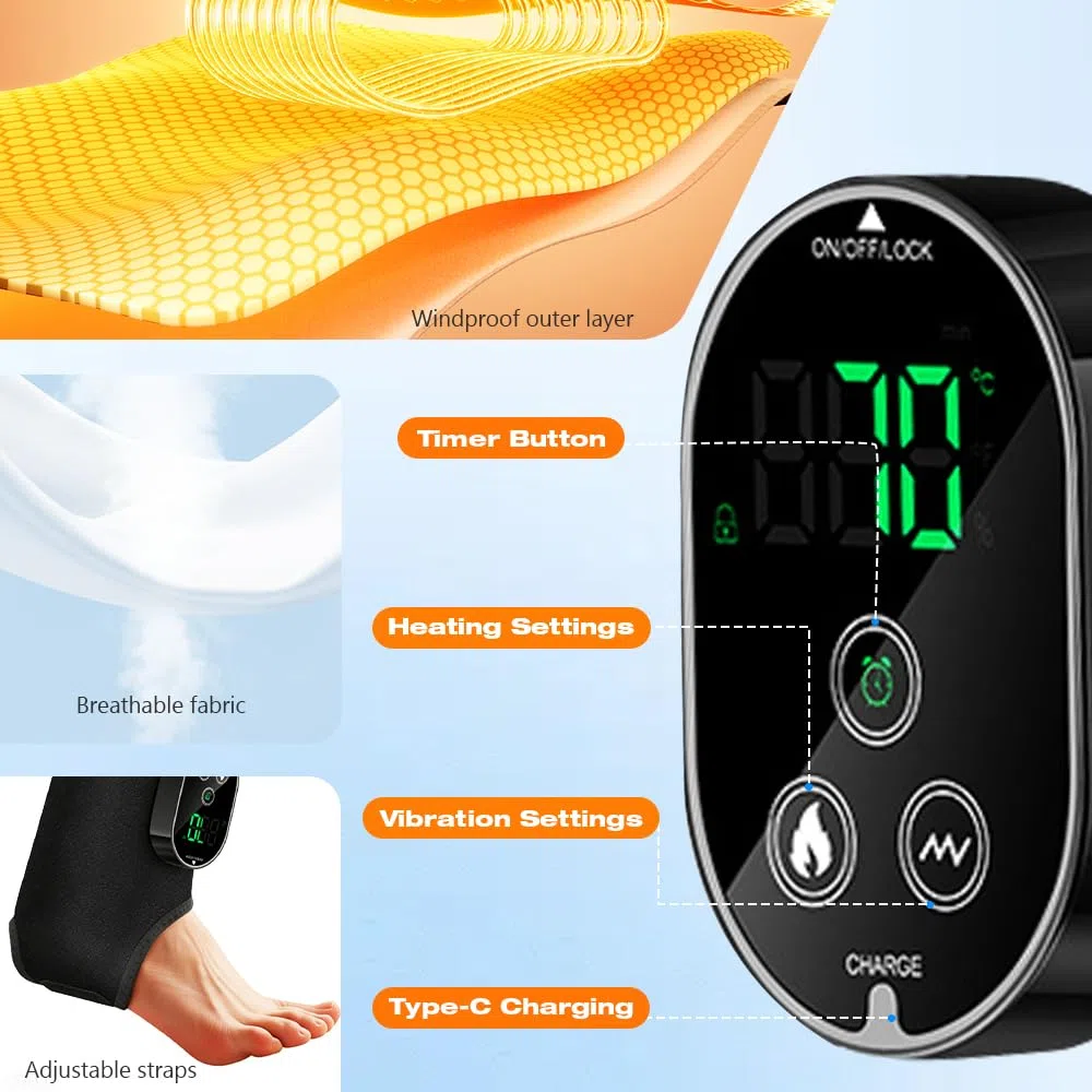 Massaggiatore Elettrico Per Piedi, Massaggiatore Per Piedi, 3 In 1 Massaggiatore per Caviglie con 3 Modalità e 5 Livelli di Calore, Portatile Foot Massager per Massaggio e Sollievo Disagio