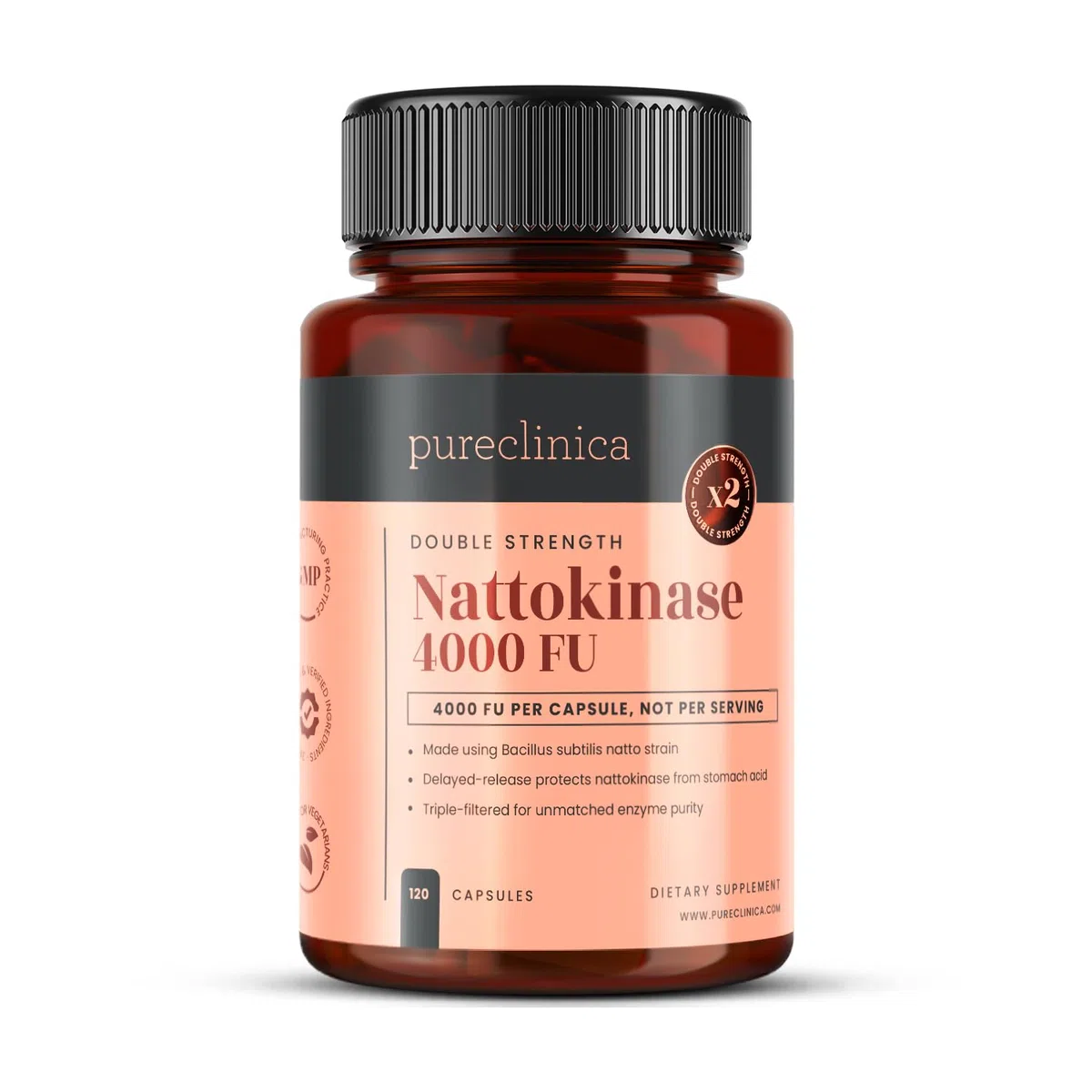 Nattokinase 4.000 FU per Capsula – 120 Capsule Vegane – Alta Potenza, Rilascio Ritardato – Non OGM, Derivata dalla Soia, Senza Additivi – Scorta per 4 Mesi