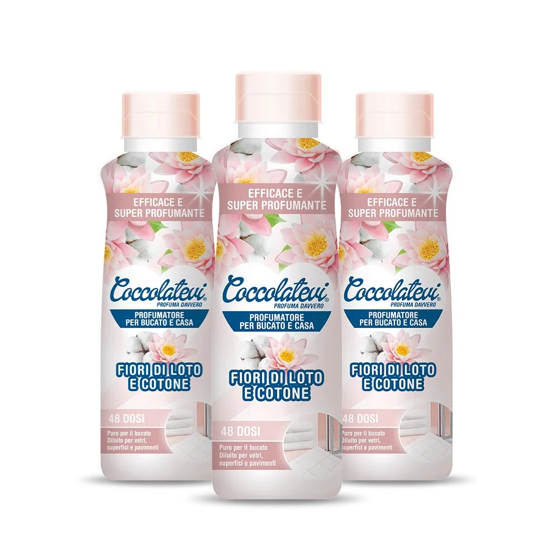 COCCOLATEVI Profumatore Bucato, Essenza Bucato da Utilizzare come Profumatore Bucato Lavatrice e Asciugatrice, Profumatore Casa e Detergente (300 ml (Confezione da 3), Fiori di Loto e Cotone)