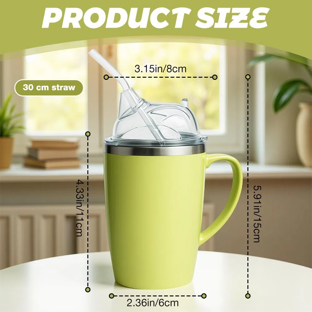 ADDLIVE 3-in-1 Tazza da Becco Adulto, 350ml Tazze di Disfagia con 30cm Paglia, Bicchiere da Bere per Disabili, Tazza di Alimentazione Convalescenza per Pazienti Disabili, Anziani