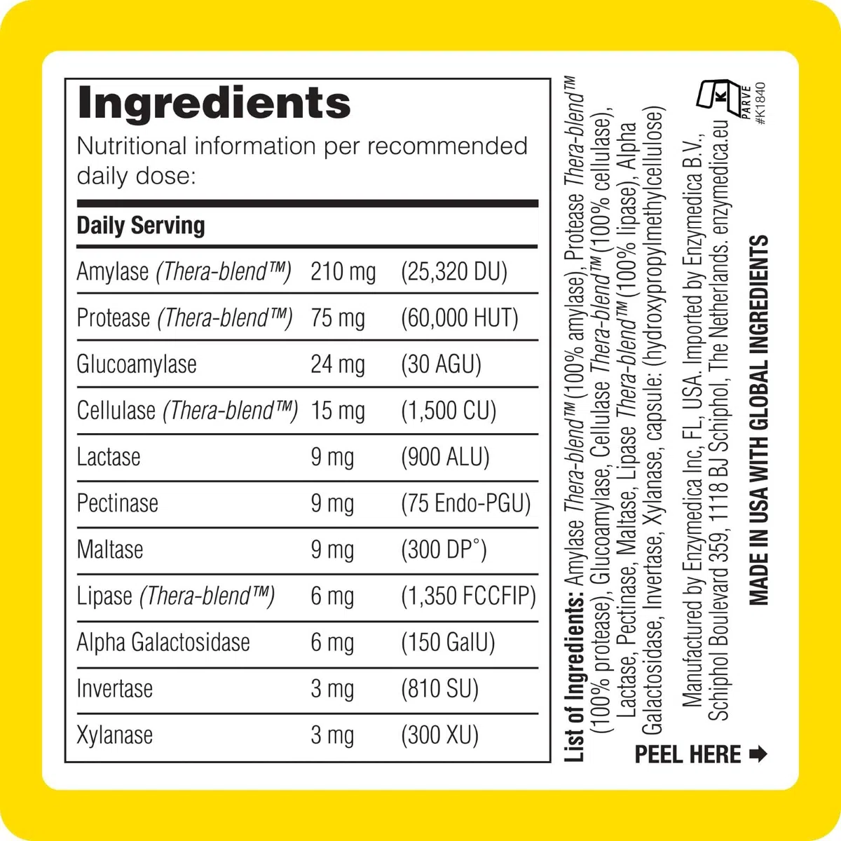 Enzymedica, Digest Basic, Integratore Alimentari con Enzimi Digestivi, Indicato per Irregolarità e Gonfiore Addominale, Gluten Free, Senza Lattosio, 90 Capsule