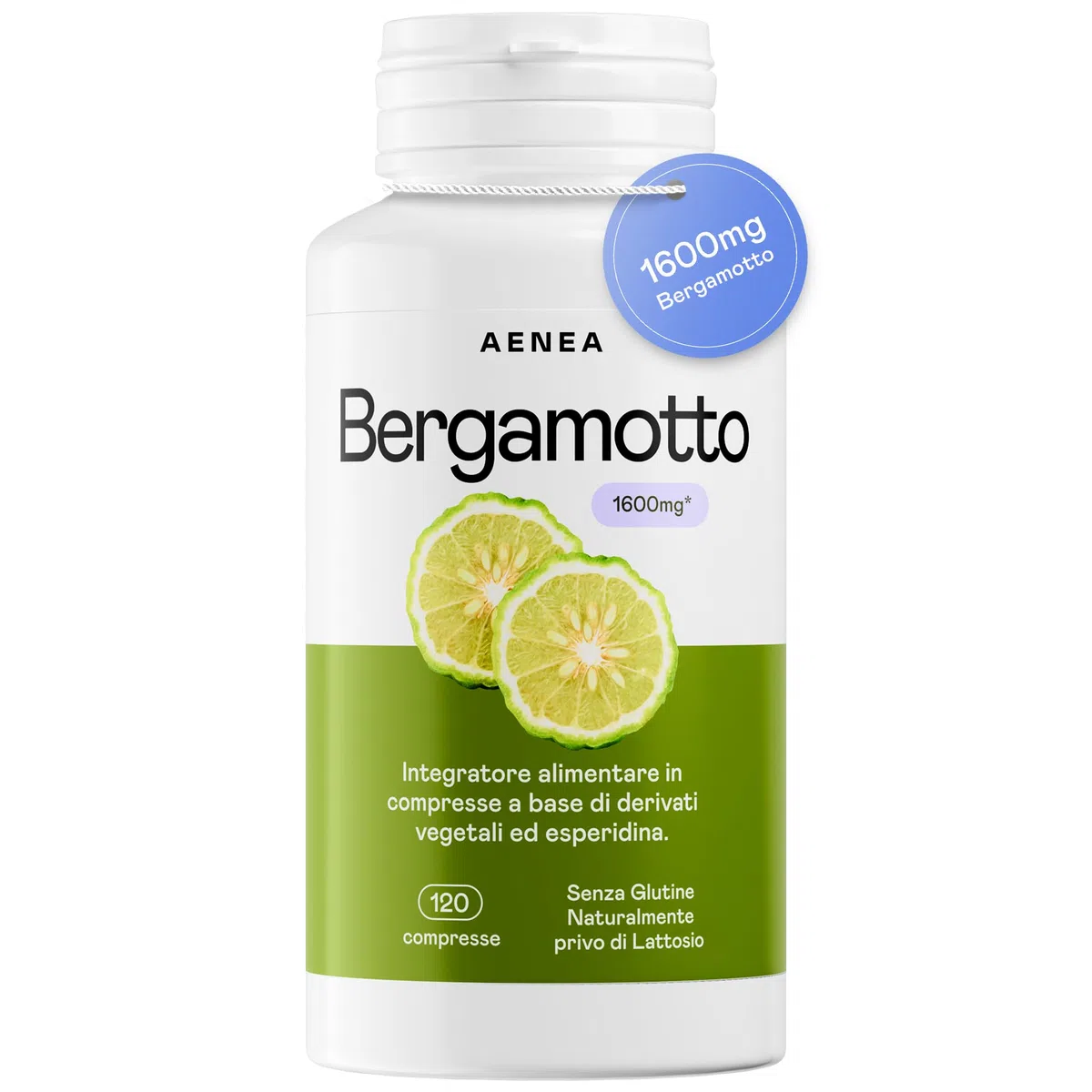 AENEA, Bergamotto 1600mg (4:1), 120cps - Integratore per la Salute Cardiovascolare - Potente Antiossidante - Supporta Cuore e Circolazione - Composto di Citrus Bergamia ed Espiridina (bioflavonoide)