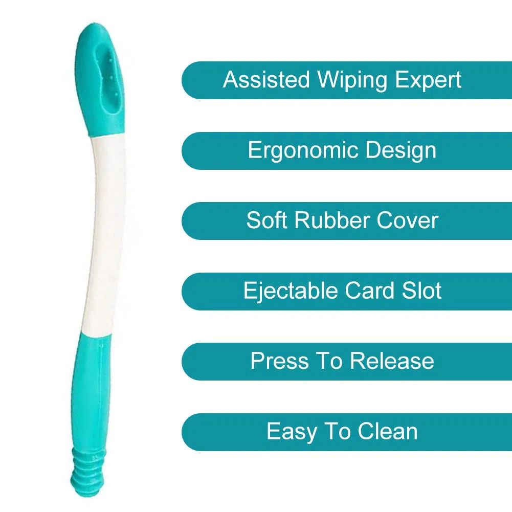Ausili per la Toilette, Attrezzi per WC, Set di Ausilio per la Pulizia di Lunga Maniglia, Materiale in Silicone Ausili per Disabili, Cartella Bottom Wiper per le Donne Anziane e in Gravidanza (38cm)