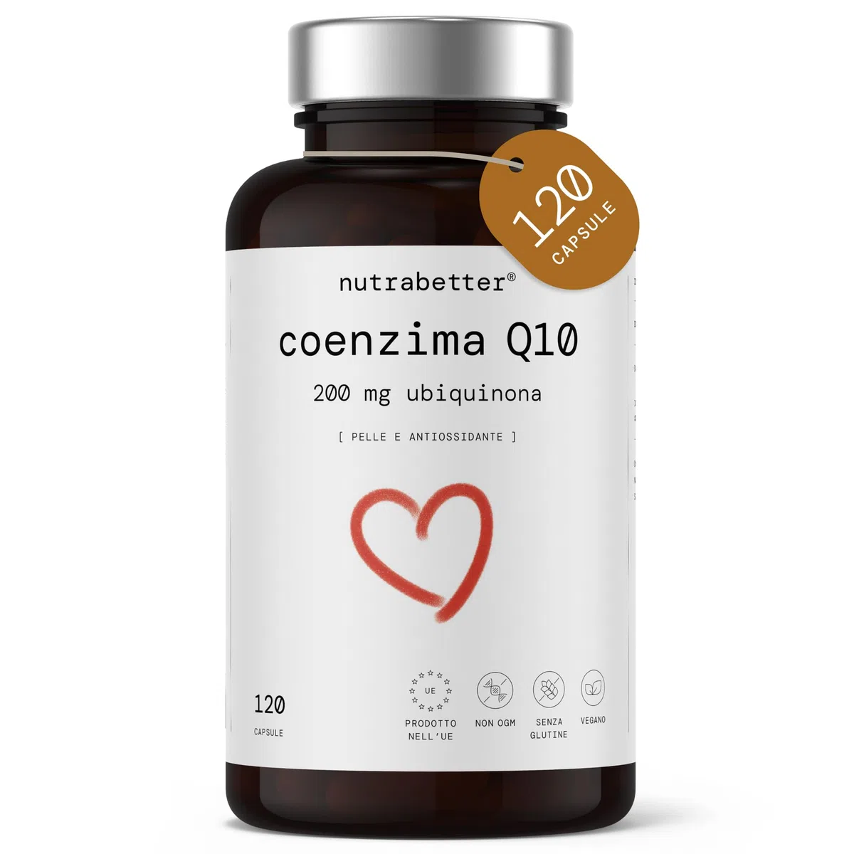 Coenzima Q10 200mg | 120 capsule vegane di Ubiquinone Puro 100% Coq 10 200mg per 4 mesi | Q10 Fermentato Naturalmente | Energia, Cuore e Antiossidante Antiage | Alta Biodisponibilità