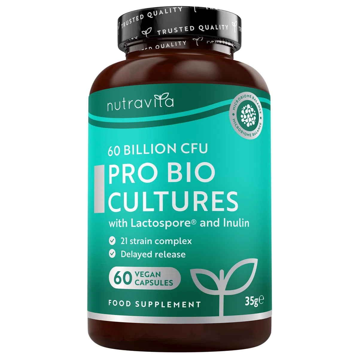 Nutravita Fermenti Lattici Probiotici per Intestino con 60 miliardi CFU e 21 Ceppi Batterici - 60 capsule vegane Probiotici Donna e Uomo - Fermenti Lattici Adulti con Lactobacillus Gasseri & Inulina