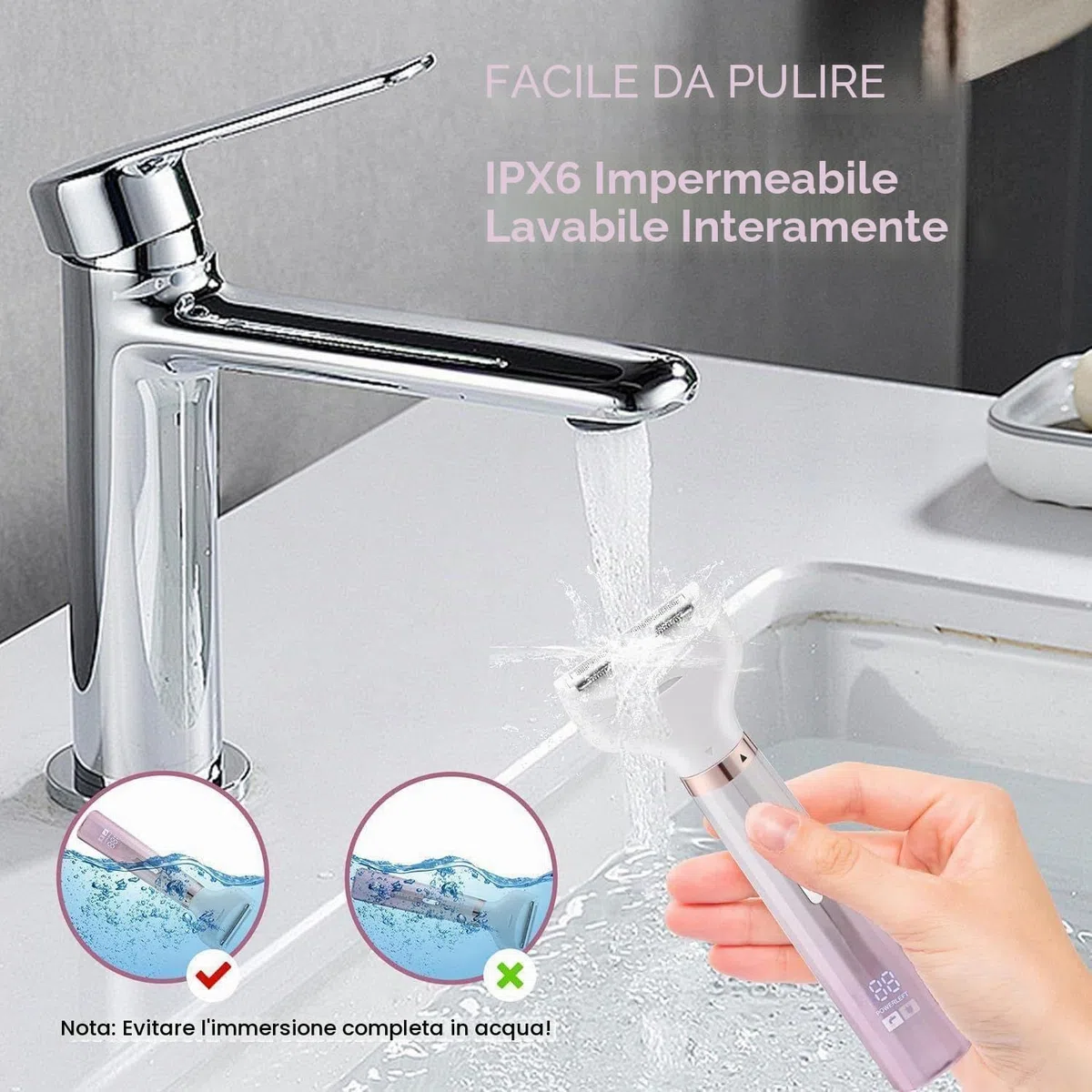 Rasoio Elettrico Donna, 4 in 1 Epilatore Viso Elettrico da Donne, Rasoio Parti Intime da Donna, indolore Depilatore Portatile per Corpo, Viso, Le Ascelle,La Linea Del Bikini e Le Sopracciglia
