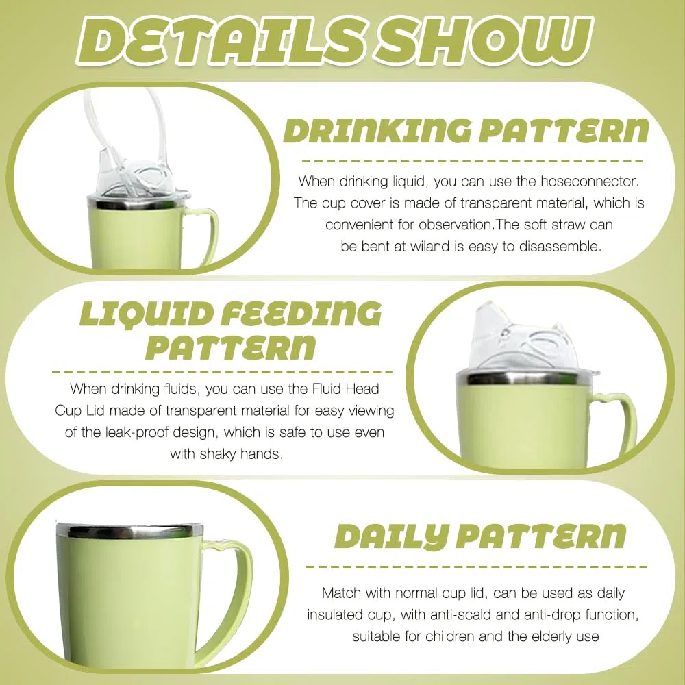 ADDLIVE 3-in-1 Tazza da Becco Adulto, 350ml Tazze di Disfagia con 30cm Paglia, Bicchiere da Bere per Disabili, Tazza di Alimentazione Convalescenza per Pazienti Disabili, Anziani