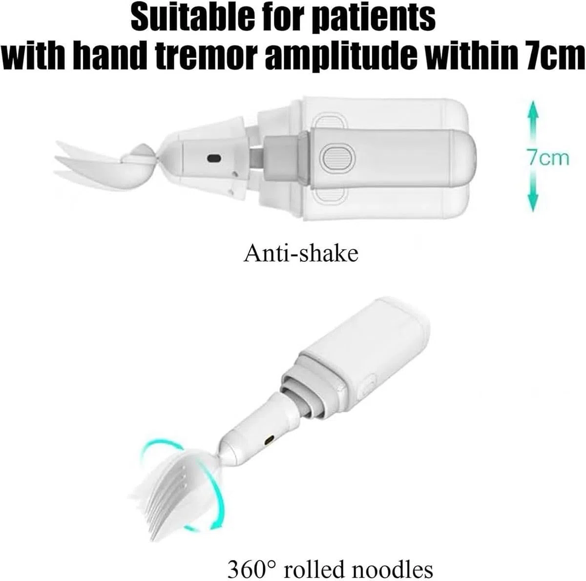 Cucchiaio per Parkinson per tremore alle Mani, Cucchiaio Intelligente Portatile per Parkinson, Cucchiaio e forchetta fissi con autostabilizzazione Intelligente, per disabili e Malati di PA